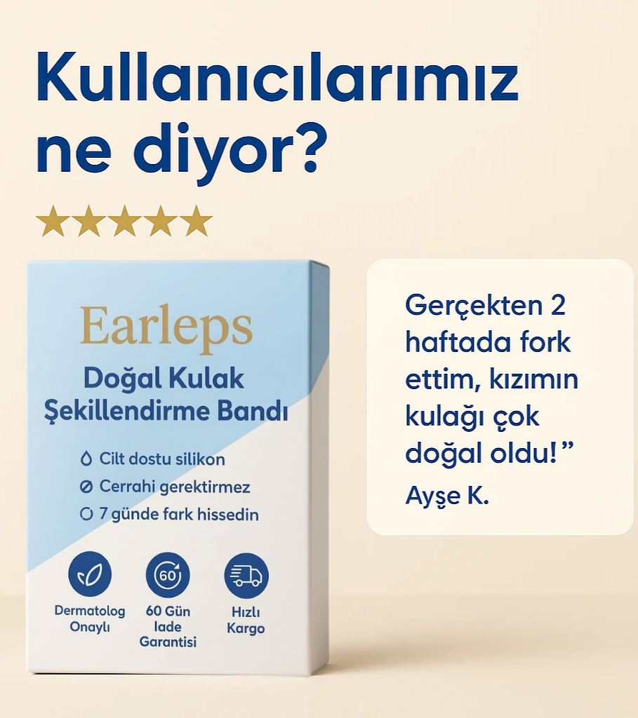 EARLEPS™ Kulak Bandı (20 Adet 3-4 Ay Kullanım İçin Uygun)